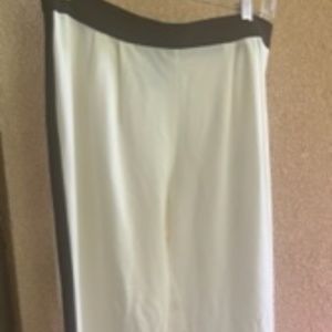 Alfani Summer Trousers, Track Style, Sheer Cream with Black Stripe, Size 8,